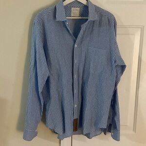 Billy Reid Light Blue Gingham Dress Shirt